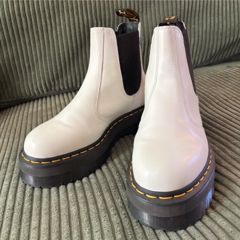 White Dr. Martens 1460 Pascal Chelsea boots